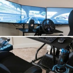 Pilot Cockpit Simulator with Steering Wheel and Joystick